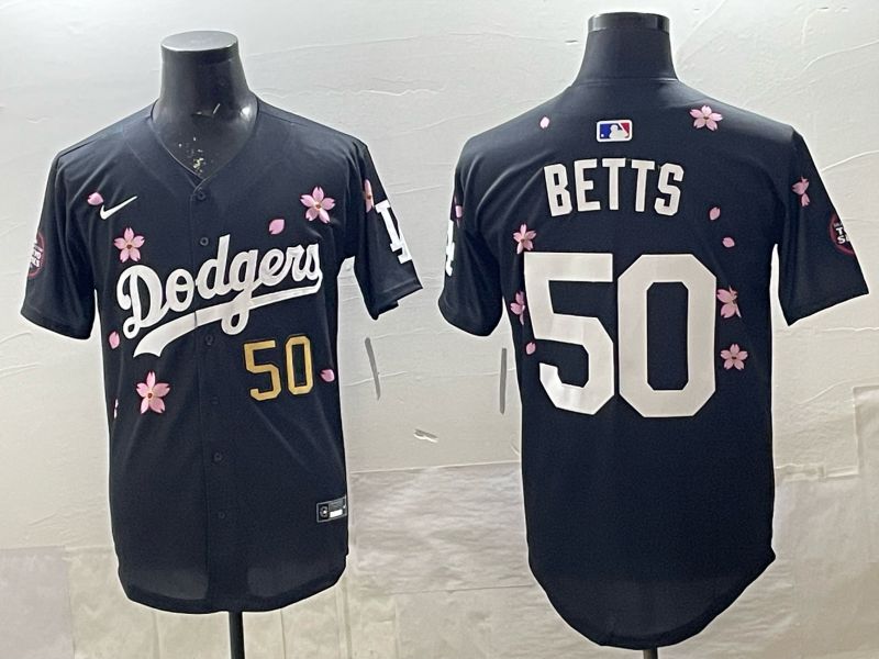 Men 2025 Nike Los Angeles Dodgers #50 Betts Black Game MLB Jersey 016->los angeles dodgers->MLB Jersey